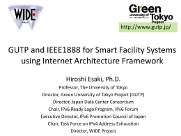GUTP and IEEE1888 for Smart Facility Systems using - Test-beds