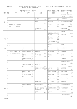金沢大学 2002年度 授業時間割表 （前期）