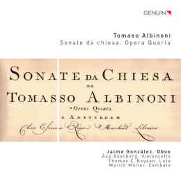 Tomaso Albinoni Sonate da chiesa, Opera Quarta