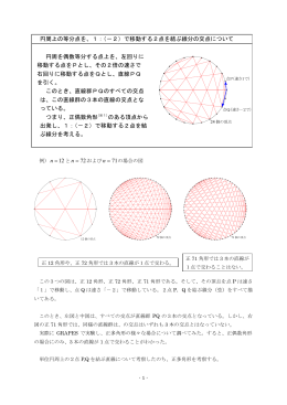 円周上の等分点を、1：（－2）で移動する2点を結ぶ線分の交点について