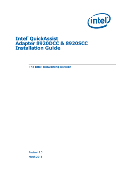 Intel® QuickAssist Adapter 8920DCC/8920SCC Installation Guide