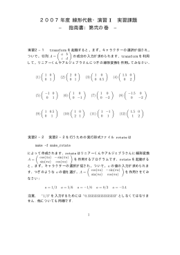 2007年度 線形代数・演習 I 実習課題 − 指南書：第弐の巻 −