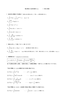 微分積分 II 配布資料 （作成 田嶋） 【 基本的な関数の不定積分 】 1. ∫ xa