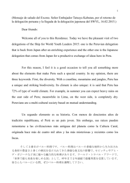 Discurso del Embajador Kabutan - Embajada del Japón en el Perú
