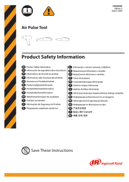 Product Safety Information Manual, Air Pulse Tool