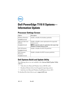 Dell PowerEdge T110 II Systems— Information Update