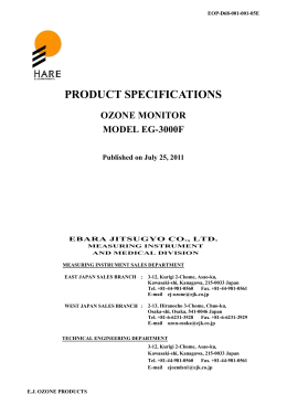 PRODUCT SPECIFICATIONS OZONE MONITOR MODEL EG