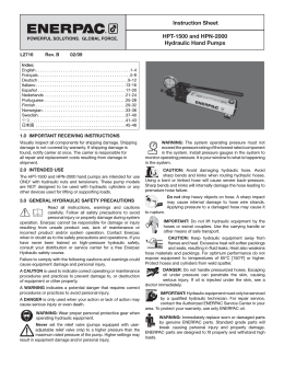 Instruction Sheet HPT-1500 and HPN-2000 Hydraulic