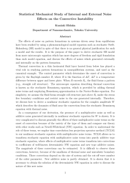 Statistical Mechanical Study of Internal and External Noise Effects