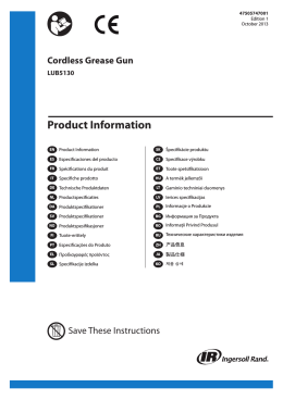 Product Information, Cordless Grease Gun, LUB5130