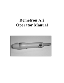 Demetron A.2 Operator Manual
