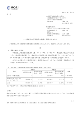 大口投資主の所有投資口異動に関するお知らせ