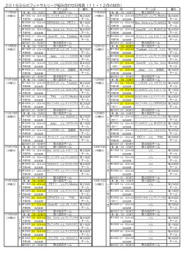 2016ふらのフットサルリーグ組み合わせ日程表（11・12月の試合）