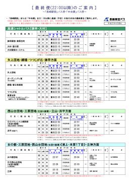 【 最 終 便（22：00以降）の ご 案 内 】