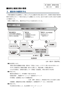 保育士確保方策の事例 1．横浜市の確保モデル