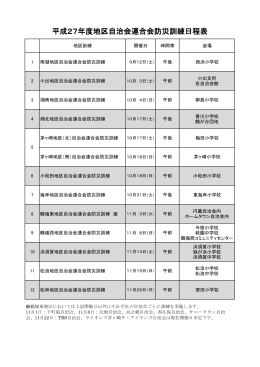 平成27年度地区自治会連合会防災訓練日程表 （PDF 109.7KB）