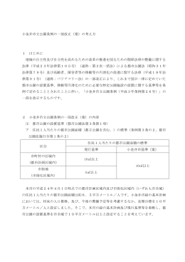小金井市立公園条例の一部改正（案）の考え方 1 はじめに 地域の自主