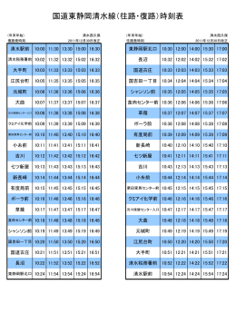 国道東静岡清水線（往路・復路）時刻表