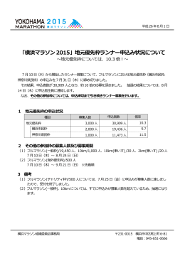 「横浜マラソン 2015」地元優先枠ランナー申込み状況について