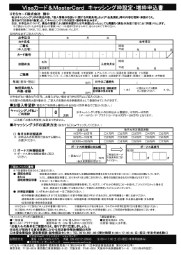 Visaカード＆MasterCard キャッシング枠設定・増枠申込書