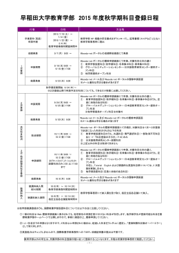 早稲田大学教育学部 2015 年度秋学期科目登録日程
