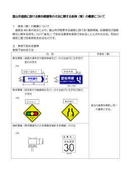 富山市道路に設ける案内標識等の寸法に関する条例（案）の概要について