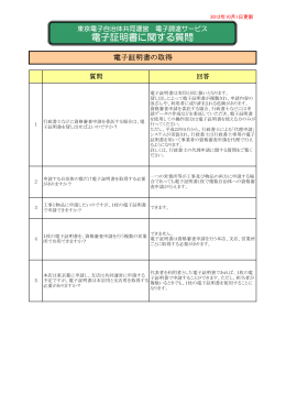 電子証明書に関する質問 - 東京電子自治体共同運営サービス