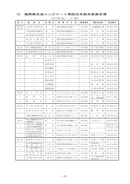 12．福岡県石油コンビナート等防災本部員・幹事名簿（P121～124） PDF