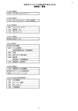 加茂市プレミアム付商品券が使えるお店 事業者一覧表