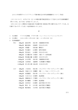 2015 世界候補選手 - 日本ウエイトリフティング協会