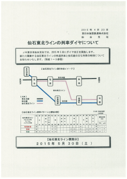 【プレスリリース】“仙石東北ラインの列車ダイヤについて”