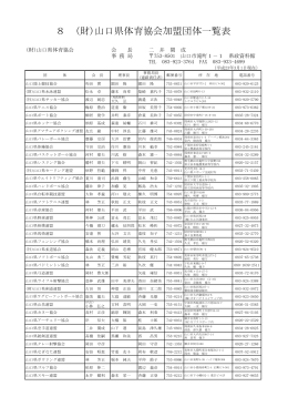 8 (財)山口県体育協会加盟団体一覧表