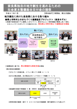 奈良県独自の地方創生を進めるための 社会資本整備総合交付金の確保