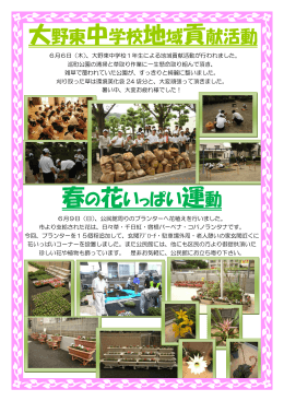 大野東中学校地域貢献活動 春の花いっぱい運動