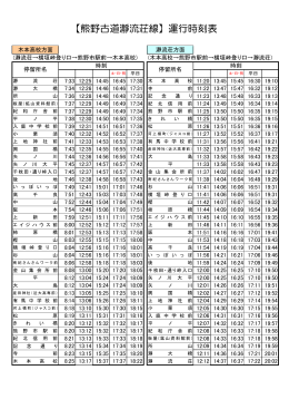 【熊野古道瀞流荘線】運行時刻表