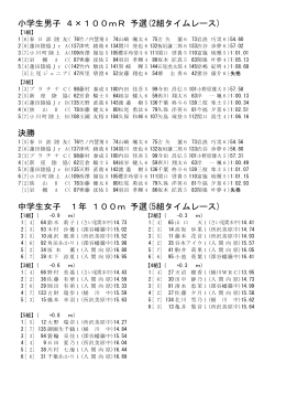 小学生男子 4×100mR 予選(2組タイムレース) 決勝 中学生女子 1年