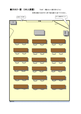 大ｾﾐﾅｰ室 （36人部屋） 79   （幅6.2m×奥行き12.7m）