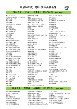平成26年度 賛助・団体会員名簿