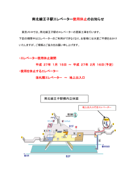 南北線王子駅エレベーター使用休止のお知らせ