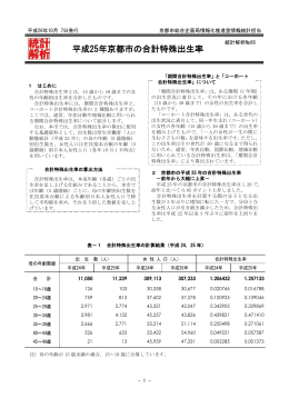平成25年京都市の合計特殊出生率