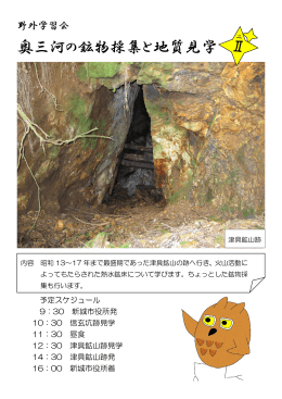 野外学習会「奥三河の鉱物採集と地質見学Ⅱ」 [653KB pdfファイル]