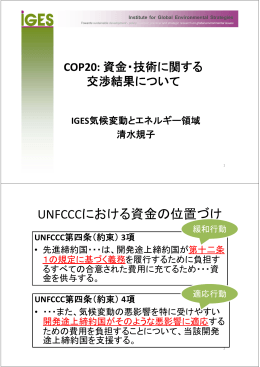UNFCCCにおける資金の位置づけ