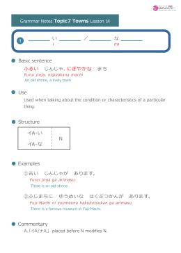 Use Structure Basic sentence Examples Commentary 1 ふるい じんじゃ