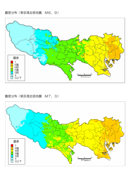 震度分布（東京湾北部地震 M7．3）