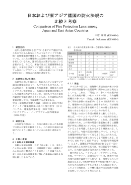 日本および東アジア諸国の防火法規の 日本および東アジア諸国の防火