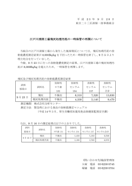 江戸川清掃工場飛灰処理汚泥の一時保管の再開について（PDF：136KB）