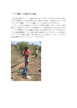 「バケツ灌漑」から解放される意義 途上国の農民にとって、乾期の間、畑