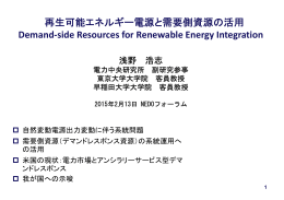 再生可能エネルギー電源と需要側資源の活用 Demand