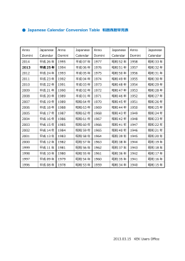 Japanese Calendar Conversion Table 和暦  暦早  表