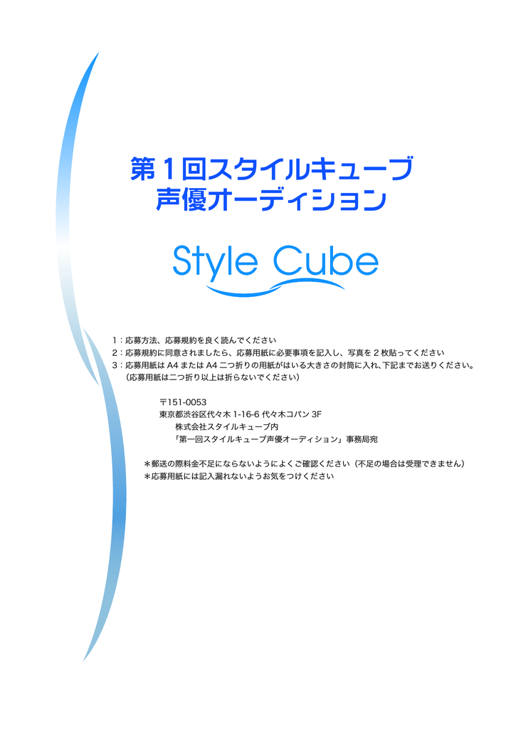 Style Cubeオーディション応募用紙